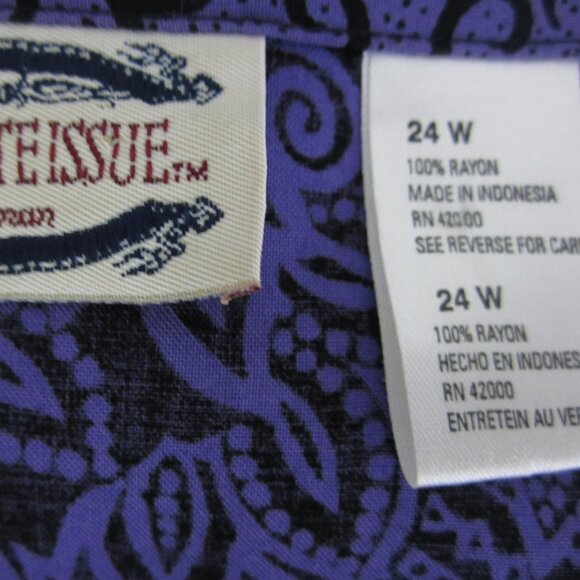 Vtg Separate Issue Woman Plus 24W Purple Black Floral SS Rayon Shirt V Neck 54" - Picture 6 of 9